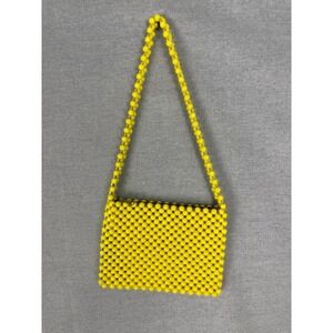 Vintage 60s Lady‎ Ellen Yellow Beaded Handbag British Hong Kong Mod Shoulder Bag